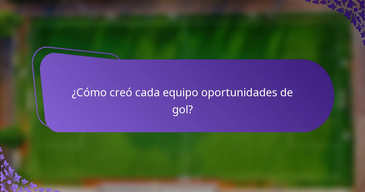 ¿Cómo creó cada equipo oportunidades de gol?