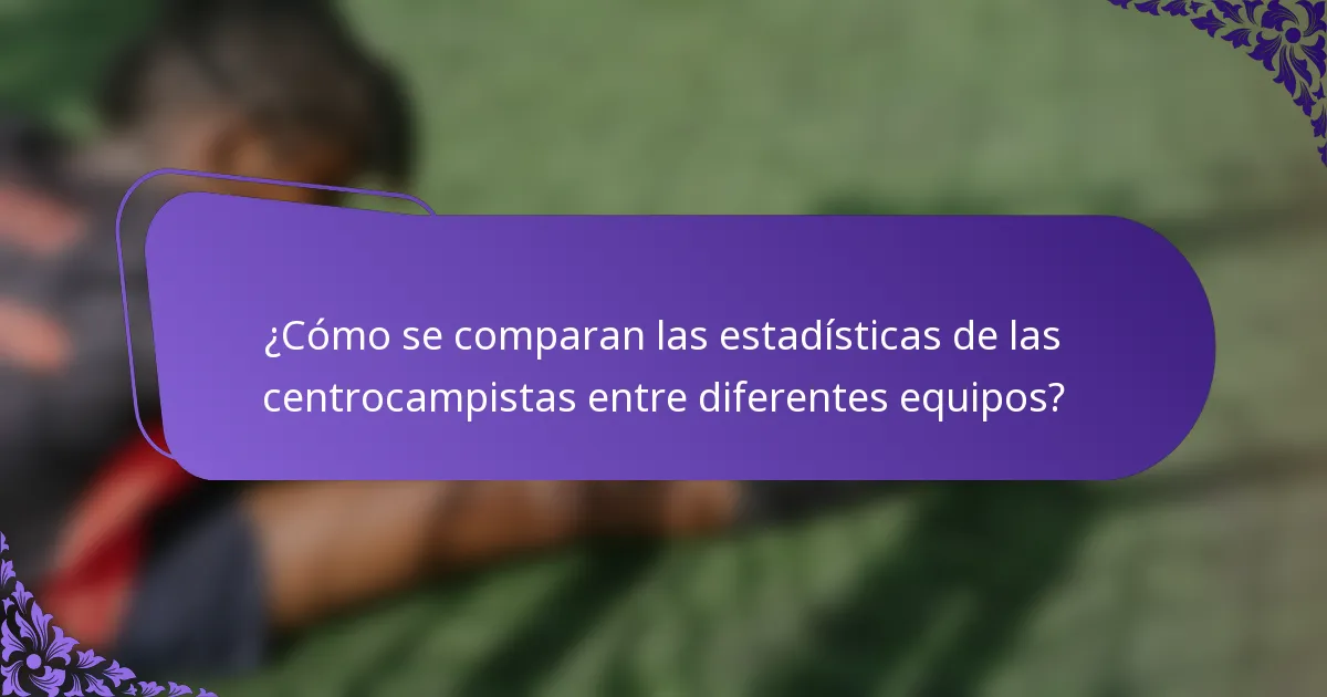 ¿Cómo se comparan las estadísticas de las centrocampistas entre diferentes equipos?