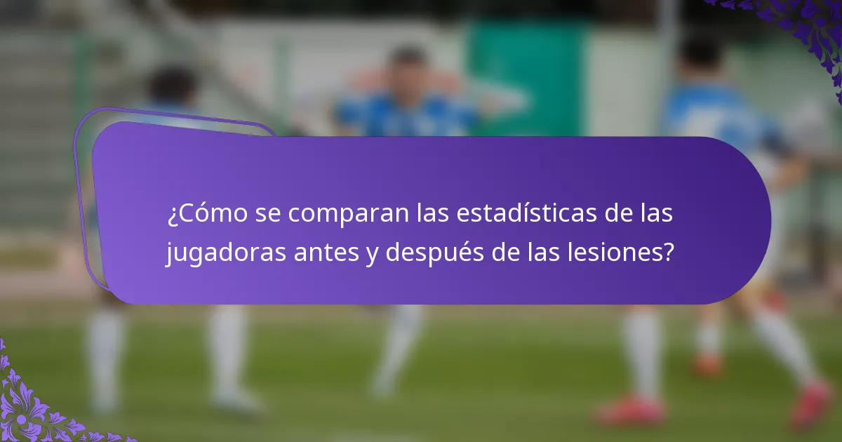 ¿Cómo se comparan las estadísticas de las jugadoras antes y después de las lesiones?
