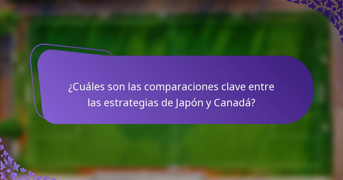 ¿Cuáles son las comparaciones clave entre las estrategias de Japón y Canadá?