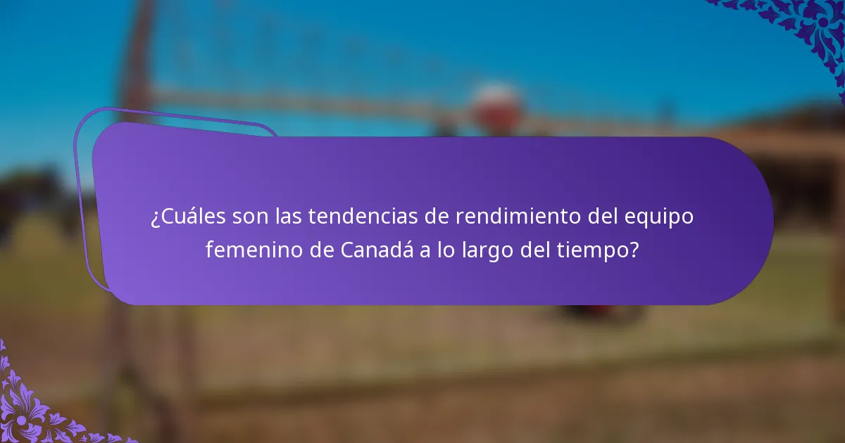 ¿Cuáles son las tendencias de rendimiento del equipo femenino de Canadá a lo largo del tiempo?