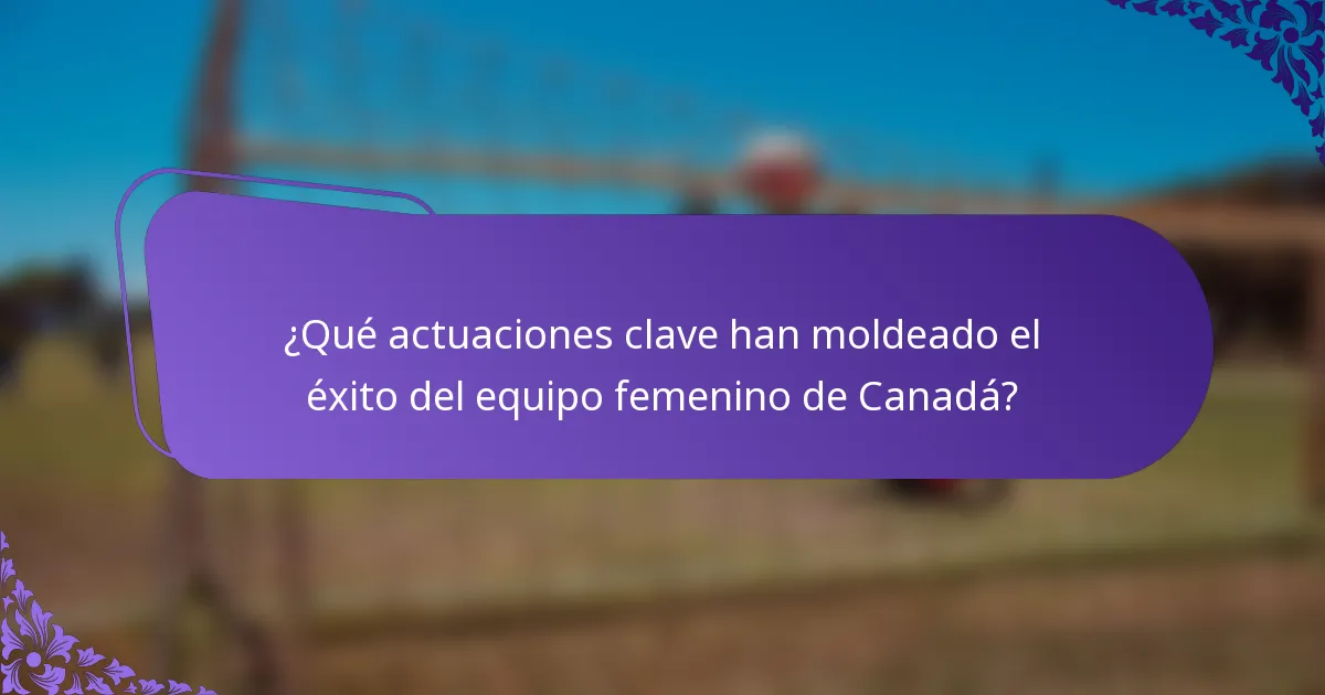 ¿Qué actuaciones clave han moldeado el éxito del equipo femenino de Canadá?
